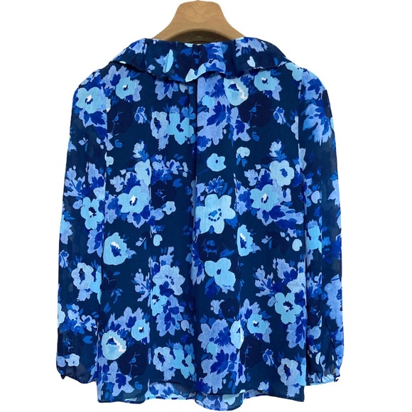 SM•NWT•J.CREW•RUFFLE V-NECK WATERCOLOUR BEGONIAS BLOUSE• - Picture 7 of 10